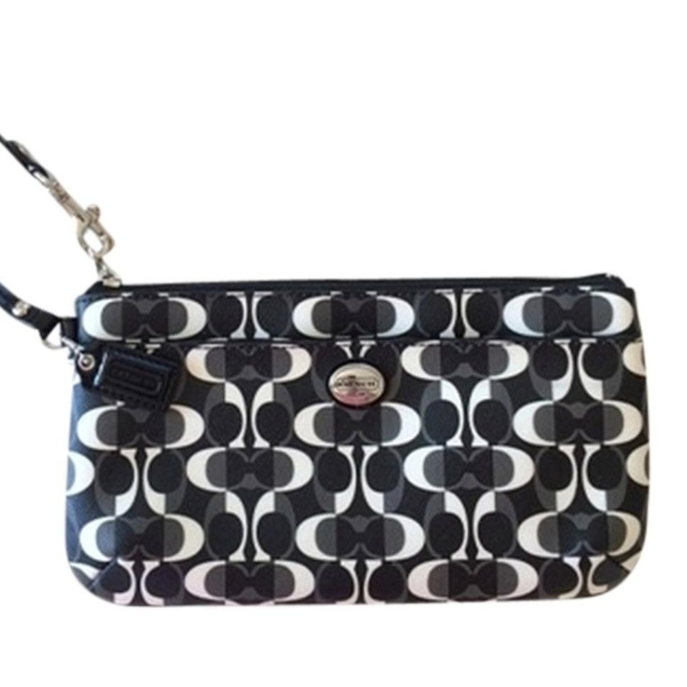 NWOT Coach black and white wristlet